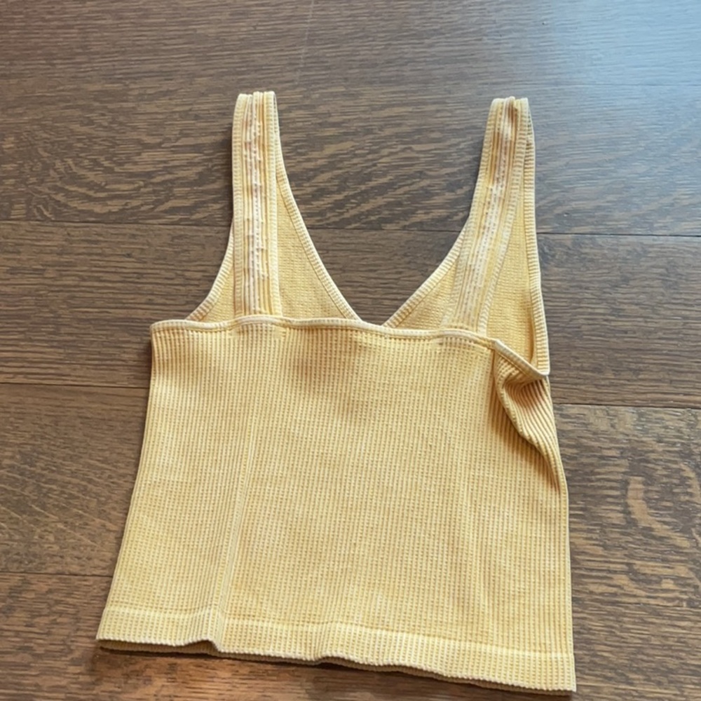 Yellow Ribbed Women's Top - Picture 2 of 2